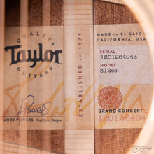 Load image into Gallery viewer, Taylor 312CE Grand Concert Acoustic-Electric Guitar (#1201264043)-Easy Music Center