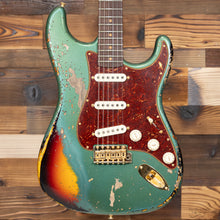 Load image into Gallery viewer, Fender 923-6053-042 Custom Shop (#CZ565438), 1962 LTD Strat, Gold Hardware, Heavy Relic, Aged Sherwood Green Metallic over 3-color Sunburst-Easy Music Center