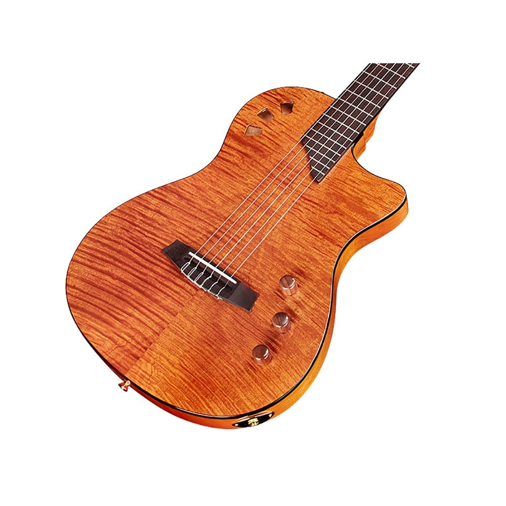 Cordoba STAGE-GUITAR-AM Fully Hollow Thin Body Classical Guitar w/  Electroncis, Natural Amber, Flame Maple Top, Solid Mah b/