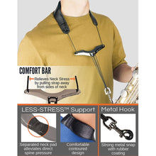 Load image into Gallery viewer, Protec LC310M Saxophone Neck Strap - Less Stress Leather, Comfort Bar & Metal Snap-Easy Music Center