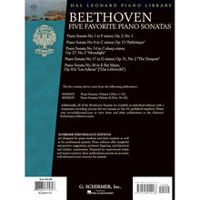 Load image into Gallery viewer, Hal Leonard HL00297114 Beethoven Five Favorite Piano Sonatas Pathtique-Easy Music Center