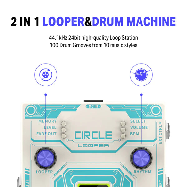 loop pedal with drum machine Donner EC1289 Circle Looper Pedal w/ Drum Machine – Easy Music Center