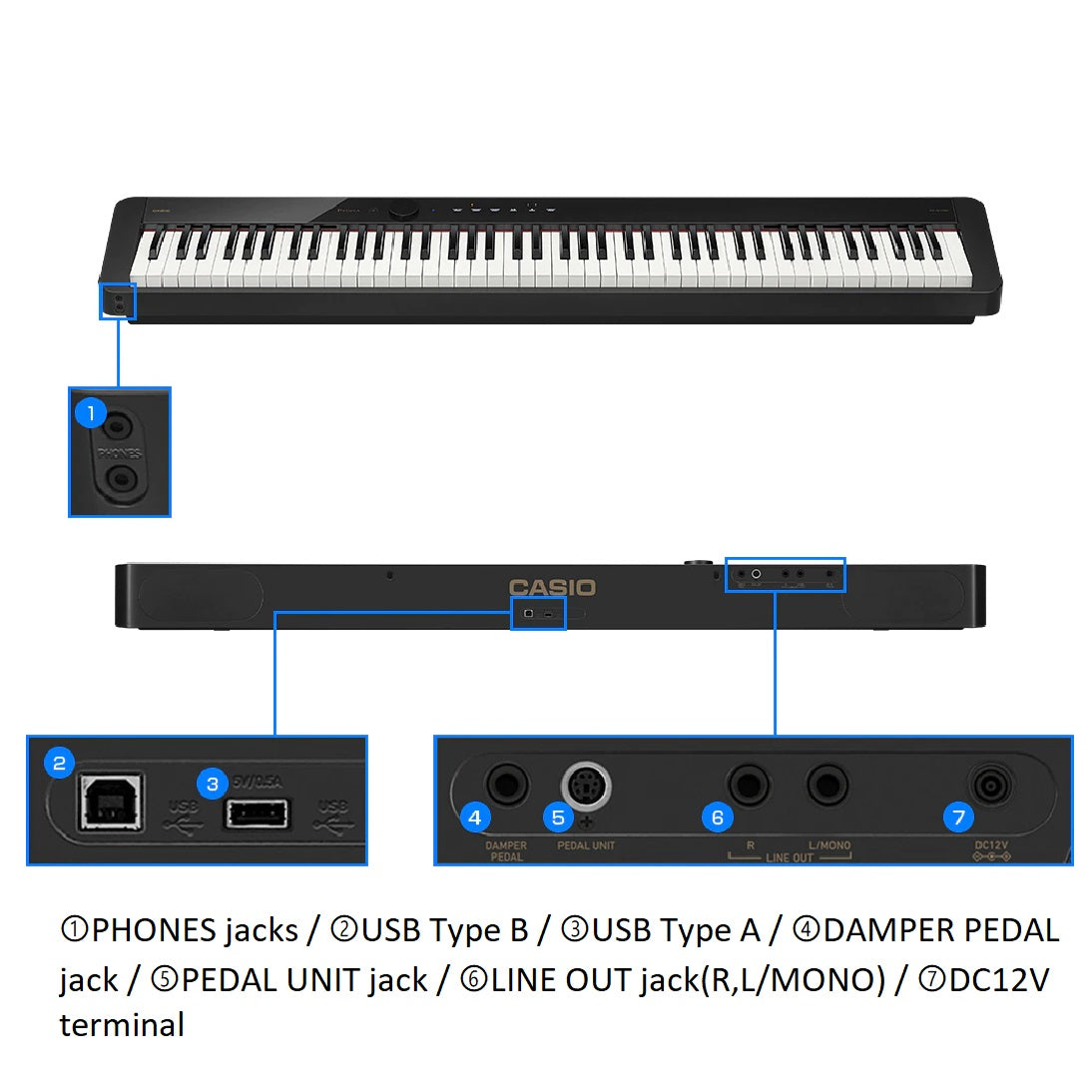 Casio PX-S1100BK 88-Key Digital Piano, Includes WU-BT10, Black