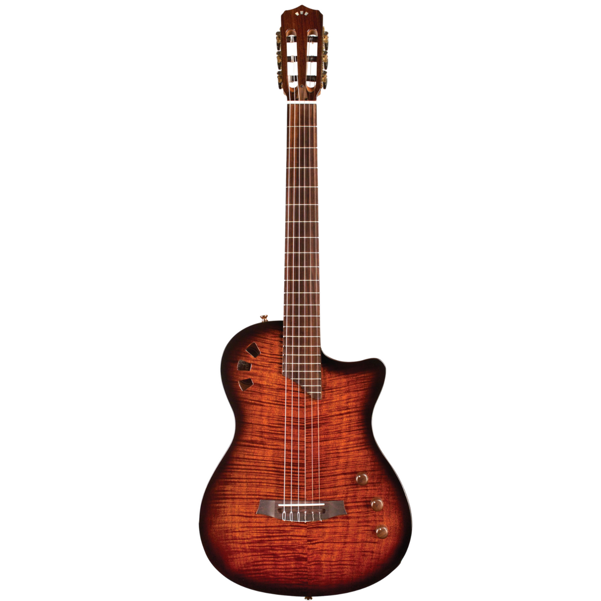 Cordoba STAGE-GUITAR Fully Hollow Thin Body Classical Guitar w/  Electroncis, Flame Maple Top, Solid Mah b/s