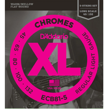 Load image into Gallery viewer, D'Addario ECB81-5 5-String Bass Guitar Strings, Light, 45-132, Long Scale Flat Wound-Easy Music Center