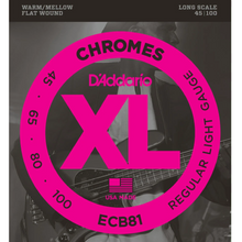 Load image into Gallery viewer, D'Addario ECB81 Chromes Bass Guitar Strings, Light, 45-100, Long Scale Flat Wound-Easy Music Center