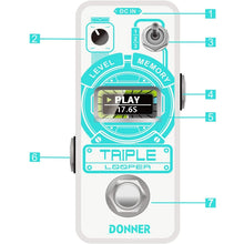 Load image into Gallery viewer, Donner EC1211 Triple Looper Pedal w/ Screen-Easy Music Center