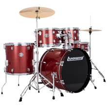 Load image into Gallery viewer, Ludwig LC19514 Accent Drive Drumset, 5pc Full Kit w/ Hardware - 22, 10, 12, 16, 14s - Red Sparkle-Easy Music Center