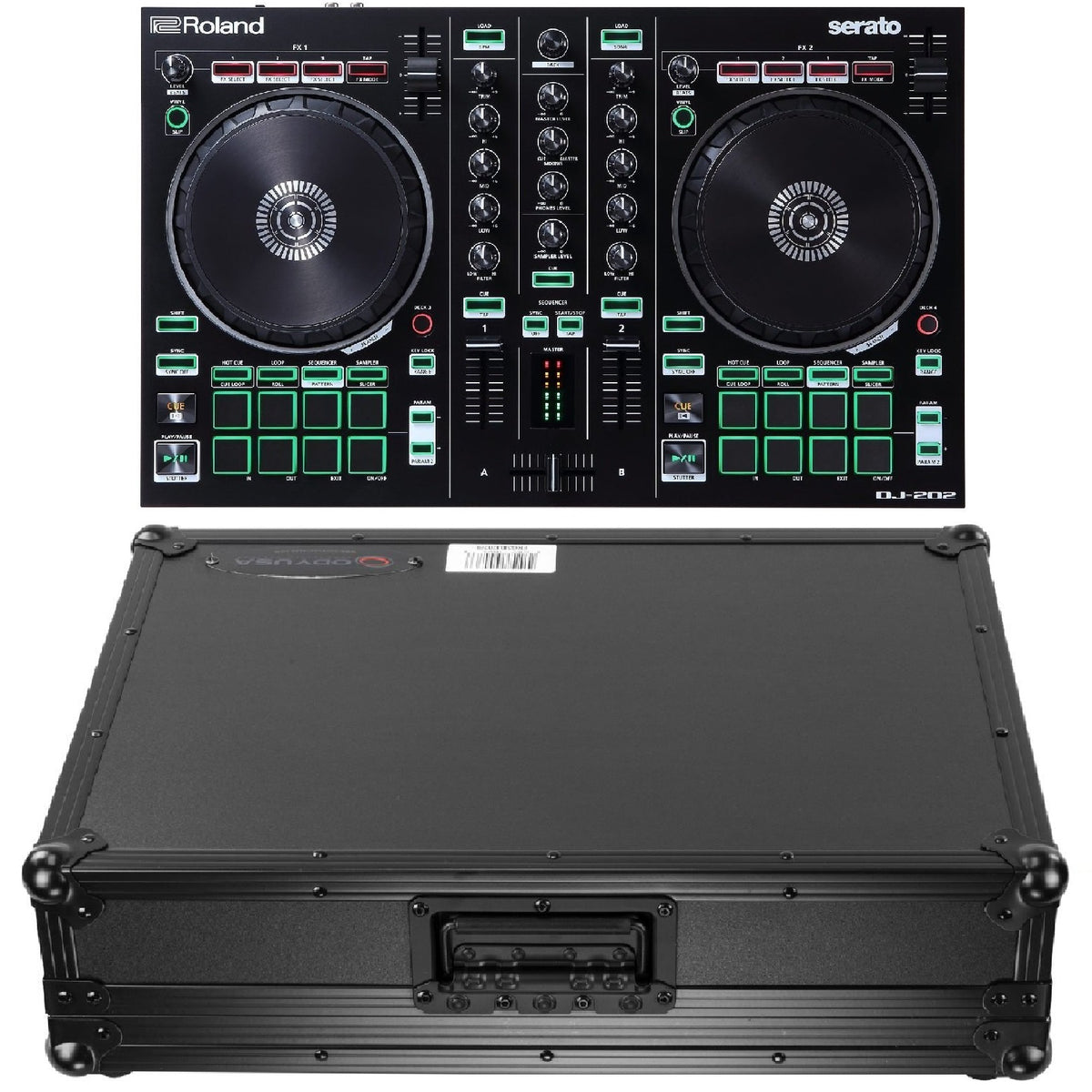 Roland DJ-202 DJ Controller & FRGSDJ202BL Hard Case Bundle 
