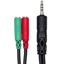 Load image into Gallery viewer, Hosa YMM-108 Headset/Mic Breakout Cable, 3.5 mm TRRS to Dual 3.5 mm TRSF-Easy Music Center
