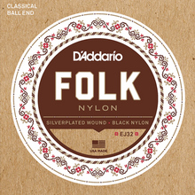 Load image into Gallery viewer, D'Addario EJ32 Folk Nylon Guitar Strings, Ball End, Silver Wound/Black Nylon Trebles-Easy Music Center