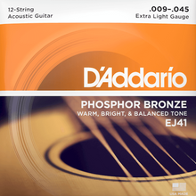 Load image into Gallery viewer, D'Addario EJ41 12-String Phosphor Bronze Acoustic Guitar Strings, Extra Light, 9-45-Easy Music Center