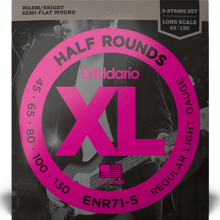 Load image into Gallery viewer, D'Addario ENR71-5 Half Round 5-String Bass Guitar Strings, Regular Light, 45-130, Long Scale-Easy Music Center