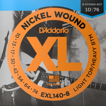 Load image into Gallery viewer, D'Addario EXL140-8 8-String Nickel Wound Electric Guitar Strings, Light Top/Heavy Bottom, 10-74-Easy Music Center
