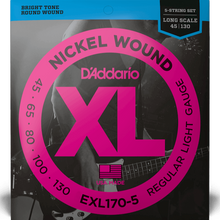 Load image into Gallery viewer, D'Addario EXL170-5 5-String Nickel Wound Bass Guitar Strings, Light, 45-130, Long Scale-Easy Music Center
