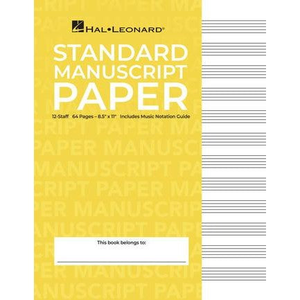 Hal Leonard HL00210001 Standard Manuscript Paper (Yellow Cover)-Easy Music Center