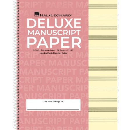 Hal Leonard HL00210018 Deluxe Wirebound Premium Manuscript Paper (Pink Cover)-Easy Music Center