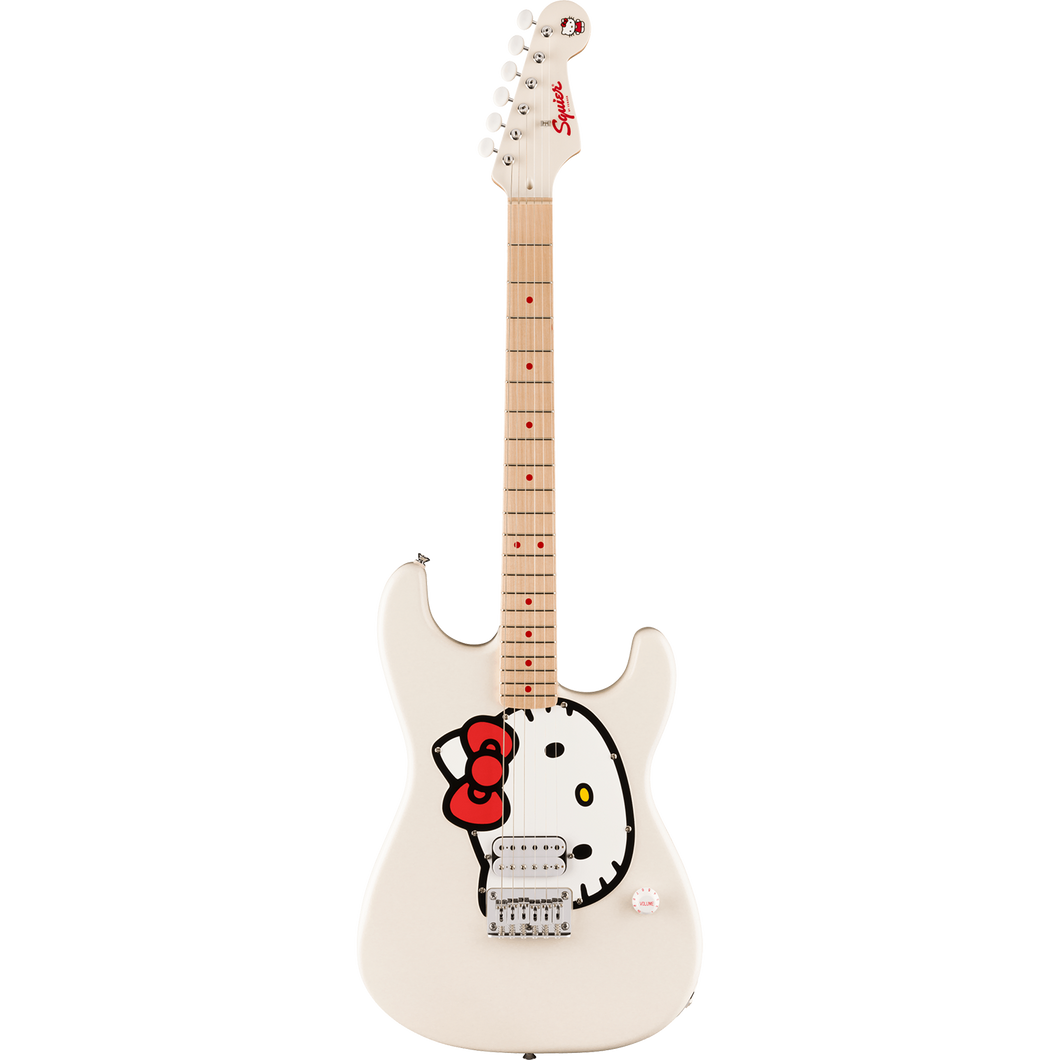 Fender 037-9102-980 LTD Hello Kitty Strat, Maple FB, White [EMBARGOED 10/23/25)-Easy Music Center