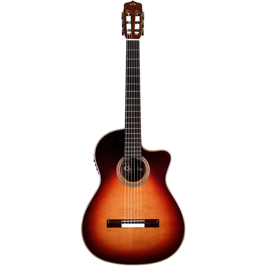 Cordoba ORCHESTRA-CE-BRST Fusion Classical Guitar w/ Electronics, Solid Cedar Top, RW b/s, Teardrop Burst-Easy Music Center