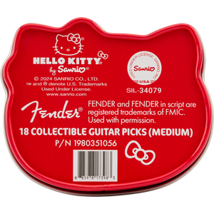 Fender 198-0351-056 Pick Pack Tin, Fender x Hello Kitty, 18 Piece-Easy Music Center