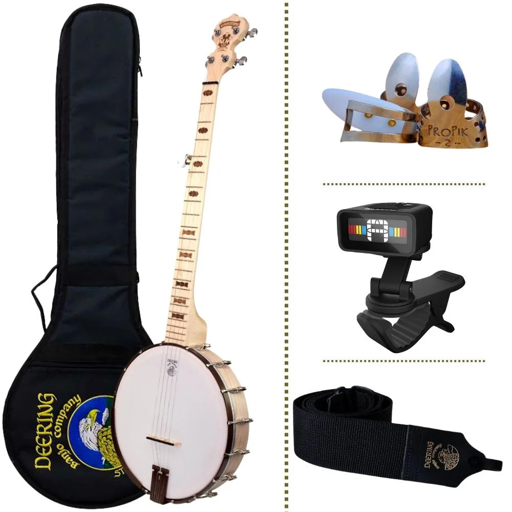 Deering Banjo D-GP-BR Goodtime DECO Beginner Package (Strap, Picks, Tu