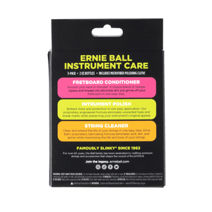 Ernie Ball P04225 Instrument Care 3-Pack with Microfiber Polish Cloth-Easy Music Center