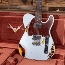 Load image into Gallery viewer, Fender 923-2001-639 Custom Shop , Reverse 60s Tele Custom, Heavy Relic, Faded Iced Blue Metallic over 3-Color Sunburst-Easy Music Center
