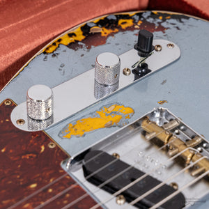 Fender 923-2001-639 Custom Shop , Reverse 60s Tele Custom, Heavy Relic, Faded Iced Blue Metallic over 3-Color Sunburst-Easy Music Center