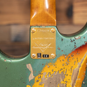 Fender 923-6053-042 Custom Shop (#CZ565438), 1962 LTD Strat, Gold Hardware, Heavy Relic, Aged Sherwood Green Metallic over 3-color Sunburst-Easy Music Center