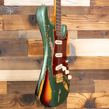 Load image into Gallery viewer, Fender 923-6053-042 Custom Shop (#CZ565438), 1962 LTD Strat, Gold Hardware, Heavy Relic, Aged Sherwood Green Metallic over 3-color Sunburst-Easy Music Center
