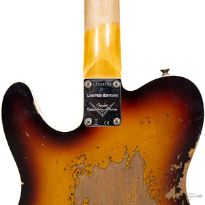 Fender 923-6080-896 Custom Shop (#CS567638), LTD 1960 Tele Custom, Heavy Relic, Faded Aged Chocolate 3-Color Sunburst-Easy Music Center