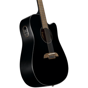 Alvarez AD60CE-12-BLK Artist Dreadnought 12-string Guitar, Spruce Top, Mah b/s, Cutaway, Electronics, Black-Easy Music Center