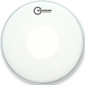 Aquarian TCDP14 14" Texture Coated Snare Batter Drumhead w/ Power Dot, White-Easy Music Center