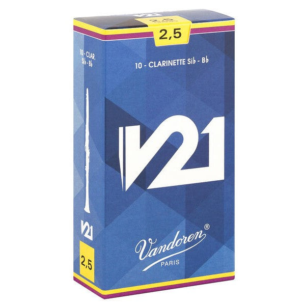 Vandoren CR8025 V21 Bb Clarinet Reeds Strength 2 1/2 (Box of 10)-Easy Music Center
