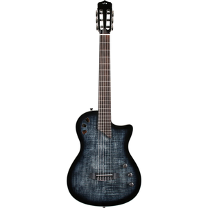 Cordoba STAGE-BLACK-BURST Fully Hollow Thin Body Classical Guitar w/ Electronics, Black Burst Flame Maple Top, Solid Mah b/s-Easy Music Center