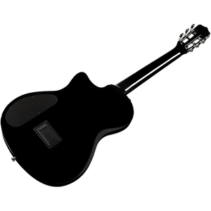 Cordoba STAGE-BLACK-BURST Fully Hollow Thin Body Classical Guitar w/ Electronics, Black Burst Flame Maple Top, Solid Mah b/s-Easy Music Center