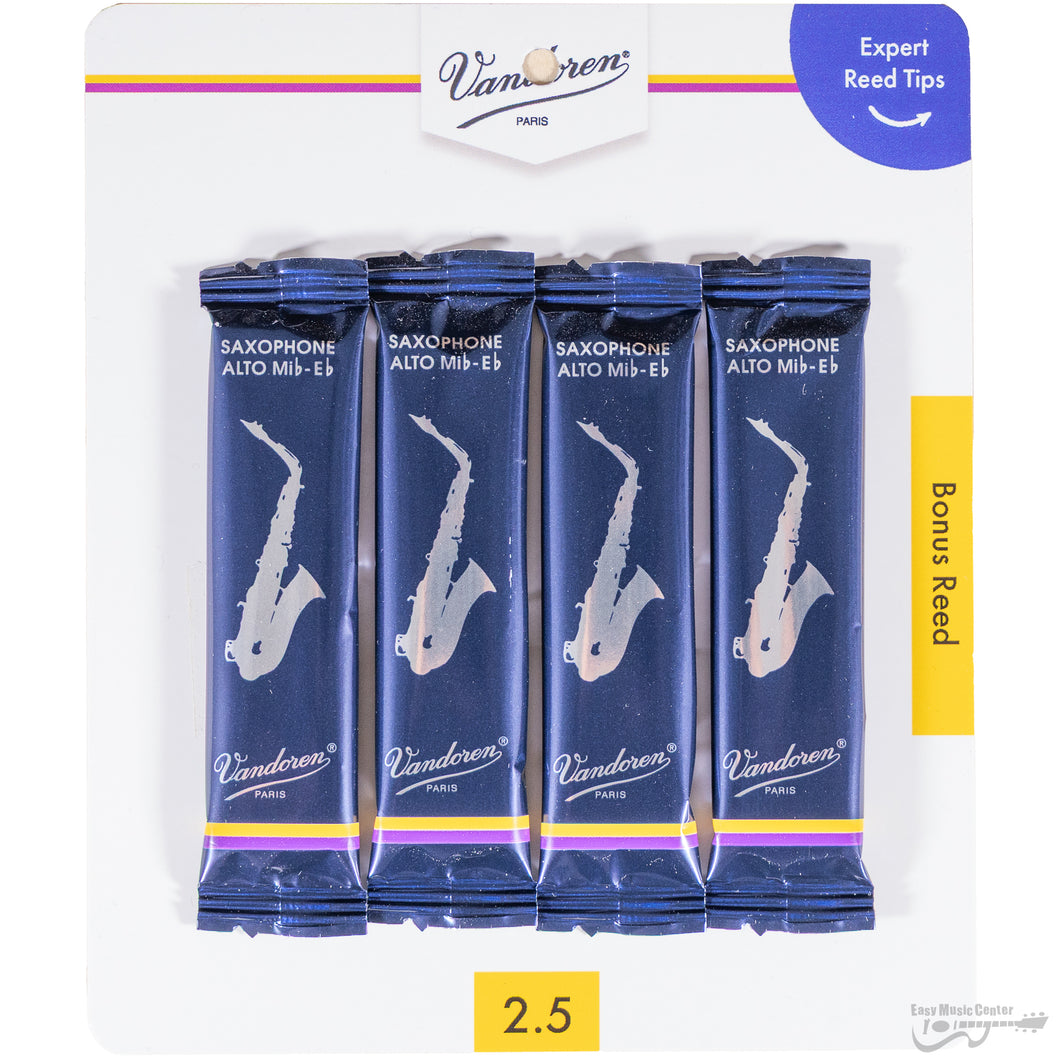 Vandoren V4SR2125 Traditional Alto Sax Reed #2.5 Card of 4-Easy Music Center