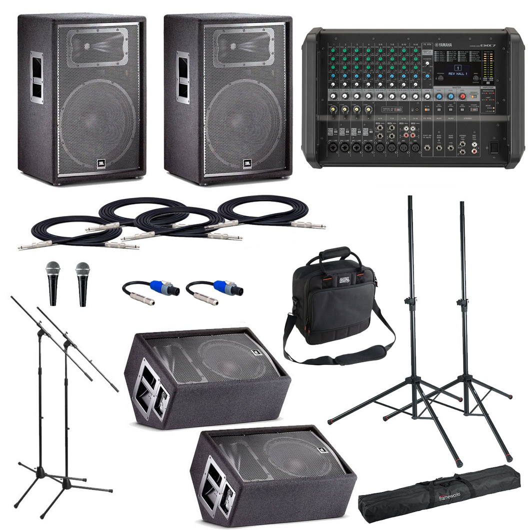 Easy Music Center Passive Live Sound System with Floor Monitors