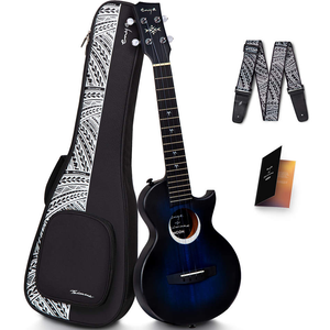 Enya EUT-MOON/BU/EQ Signature Taimane 4-String Ukulele, Blue w/ Effects Pickup-Easy Music Center