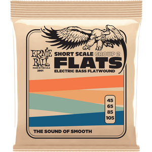 Ernie Ball P02801 Flatwound Short-Scale Electric Bass Strings, 45-105-Easy Music Center