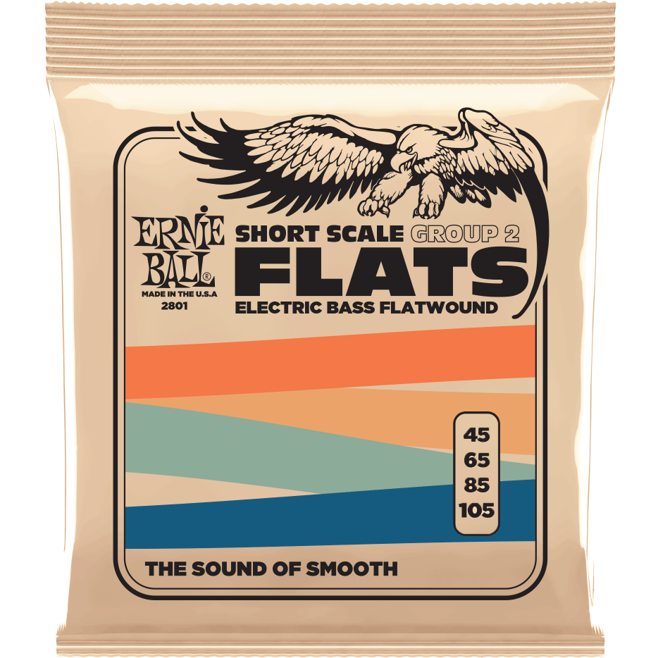 Ernie Ball P02801 Flatwound Short-Scale Electric Bass Strings, 45-105-Easy Music Center