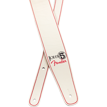 Load image into Gallery viewer, Fender 099-0650-109 John 5 Leather Guitar Strap, White/Red-Easy Music Center
