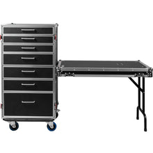 Load image into Gallery viewer, Gator GTOUR-WORKST7 Utility 7-Drawer Case w/ Fold-Out Table, 45.5" x 25" x 23.25"-Easy Music Center
