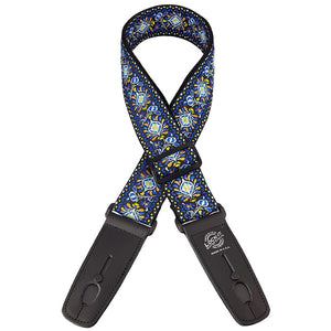 Henry Heller LIS-062-BC 2" Jacquard Strap w/ Lock-It Ends, Blue Chill-Easy Music Center