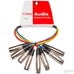Hosa XLR-401.5 4ch Balanced Snake, XLR3F to XLR3M, 1.5ft-Easy Music Center