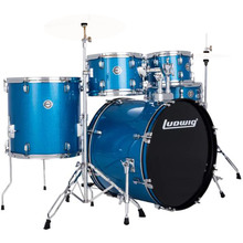 Load image into Gallery viewer, Ludwig LC19019 Accent Fuse Drumset, 5pc Kit w/ Hardware, NO CYM, - 20, 10, 12, 14, 14s - Blue Sparkle-Easy Music Center

