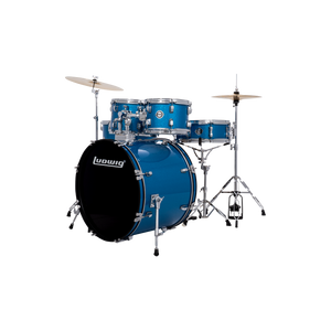 Ludwig LC19519 Accent Drive Drumset, 5pc Full Kit w/ Hardware - 22, 10, 12, 16, 14s - Blue Sparkle-Easy Music Center