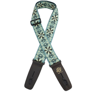 Henry Heller LIS-304-J19 2" Jacquard Strap w/ Lock-It, Green Flowers-Easy Music Center