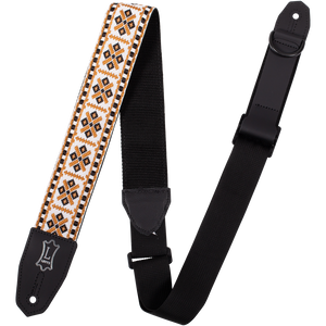 Levy MRHHT-07 2" Right Height Jacquard Weave Guitar Strap w/ White, Black & Gold Hootenanny-Easy Music Center