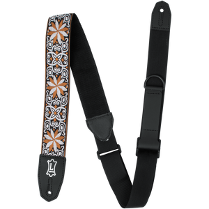 Levy MRHHT-13 2" Right Height Jacquard Weave Guitar Strap w/ 60™s Style Hootenanny Yellow & White Floral-Easy Music Center